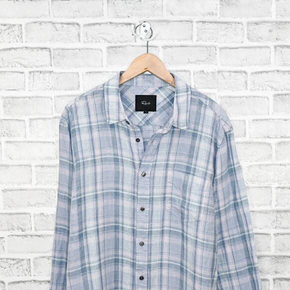 RAILS Men's 100% Linen Havana Shirt Cerulean Jewel Size Large - Picture 2 of 5